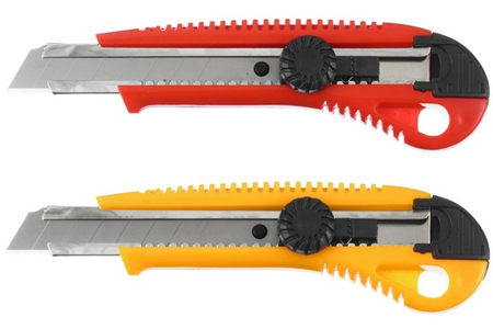 Нож канцелярский усиленный Economix, ширина лезвия 18 мм, ассорти (цена за 1 шт.)