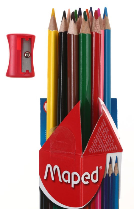 Карандаши цветные Color peps + точилка, 12 цветов, длина 175 мм + точилка 