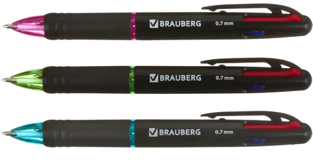 Ручка шариковая автоматическая многофункциональная Brauberg Multicolor, корпус ассорти, 4 стержня Ручка шариковая автоматическая многофункциональная Brauberg Multicolor, корпус ассорти, 4 стержня