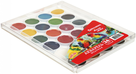 Акварель медовая Brauberg «Магия цвета New», 24 цвета, в пластиковой коробке, без кисти