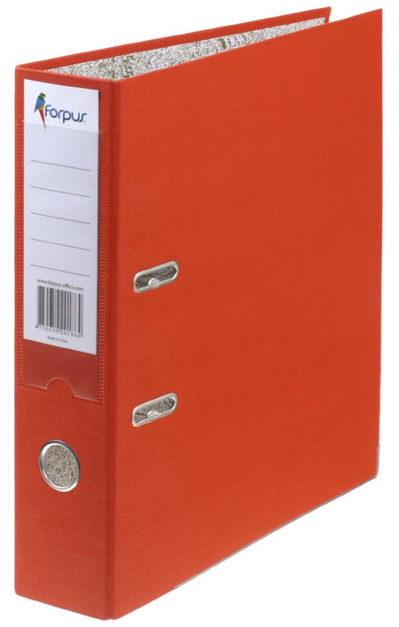 Папка-регистратор Forpus с односторонним ПВХ-покрытием , корешок 70 мм, оранжевый