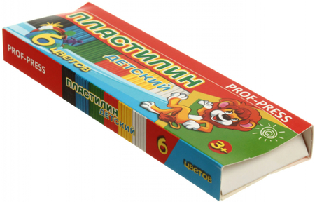 Пластилин детский Prof-Press, 6 цветов, 90 г, со стекой