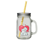 Банка стеклянная с крышкой и трубочкой «Котик»