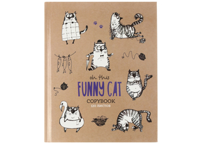 Тетрадь общая А5, 120 л. на кольцах ARTspace, 170×215 мм, клетка, «Рисунки. Funny Cats»