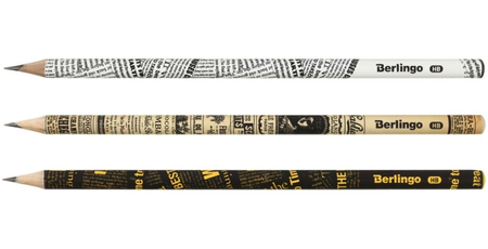 Карандаш чернографитный Berlingo Swift, твердость грифеля ТМ, корпус ассорти, с декоративным наконечником