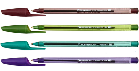 Ручка шариковая одноразовая Brauberg X-30 Color Mix, корпус ассорти, стержень синий