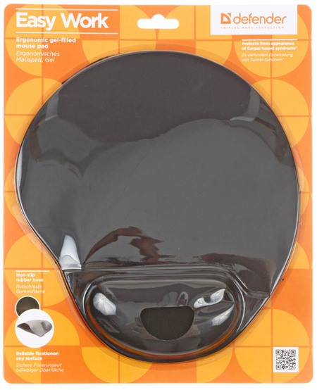 Коврик для мыши Defender Easy Work, 260*225*5 мм, с гелевой подушкой, черный Коврик для мыши Defender Easy Work, 260*225*5 мм, с гелевой подушкой, черный