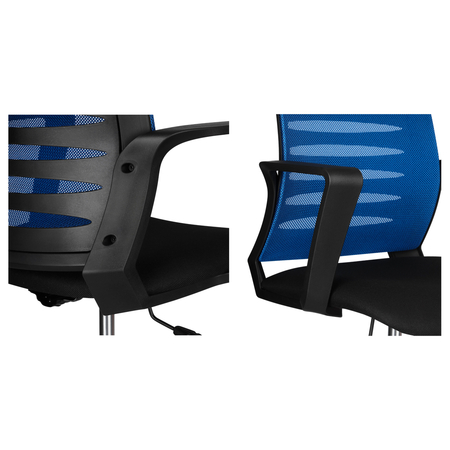 Кресло офисное Helmi HL-M16 Webstar, материал обивки - ткань-сетка на спинке синяя, сиденье из ткани черного цвета