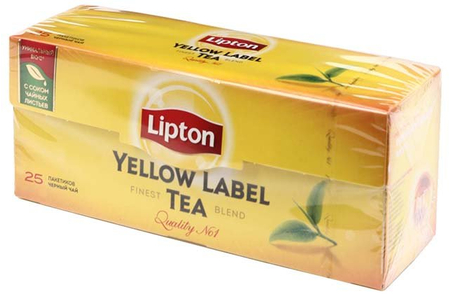 Чай Lipton Yellow Label Tea , 50 г, 25 пакетиков, черный чай