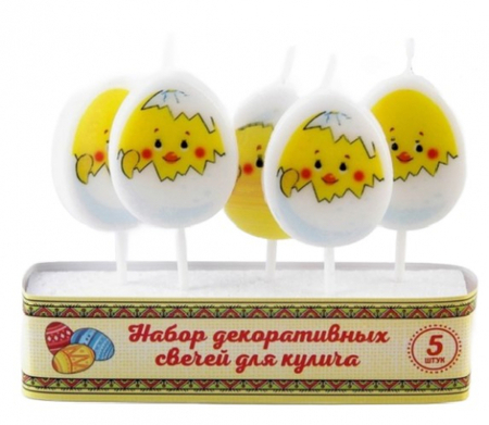 Набор свечей для кулича, 5 шт., «Цыплята» Набор свечей для кулича, 5 шт., «Цыплята»