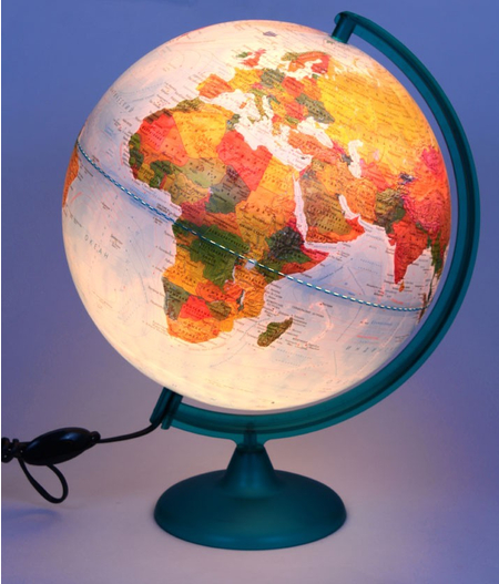 Глобус физико-политический с подсветкой «Глобусный мир», диаметр 320 мм, 1:40 млн