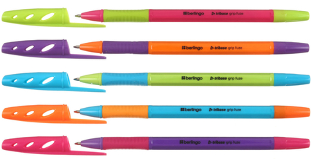 Ручка шариковая Berlingo Tribase Grip Fuze, корпус ассорти, стержень синий