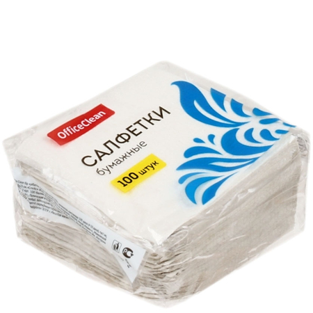 Салфетки сервировочные бумажные OfficeClean, 23*23 см, 100 шт., белые