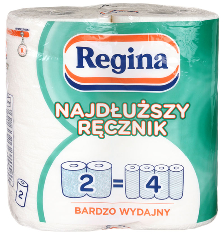 Полотенца бумажные Regina (в рулоне), 2 рулона, белые