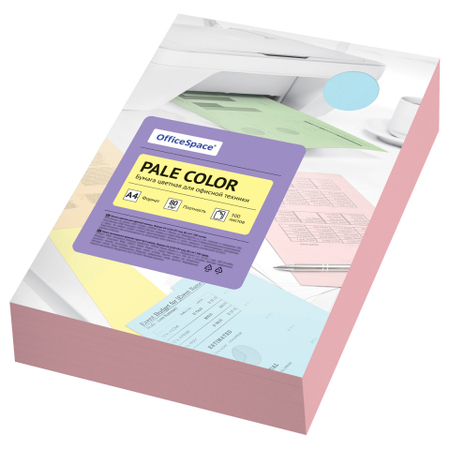 Бумага офисная цветная OfficeSpace Pale Color, А4 (210*297 мм), 80 г/м2, 500 л., розовая Бумага офисная цветная OfficeSpace Pale Color, А4 (210*297 мм), 80 г/м2, 500 л., розовая