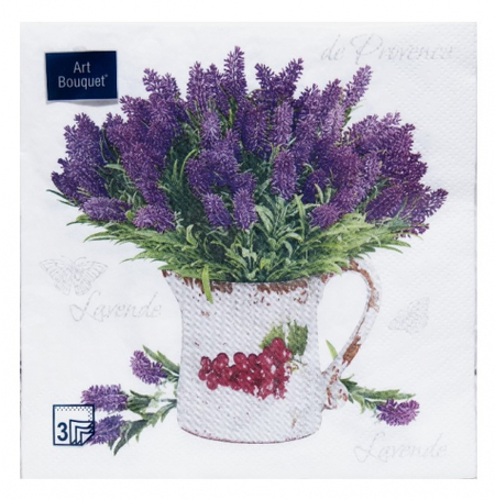 Салфетки сервировочные трехслойные Art Bouquet, 33*33 см, 20 л., «Лаванда»