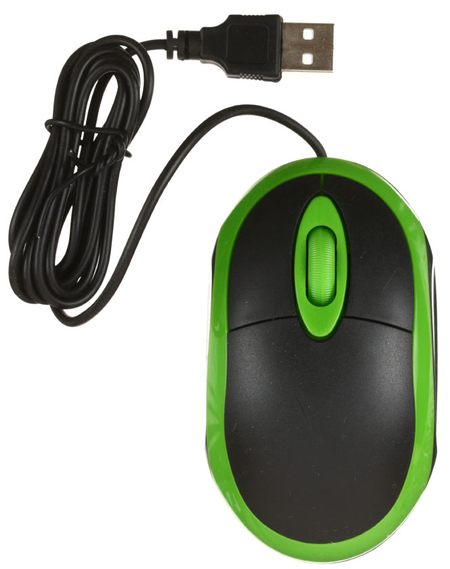 Мышь компьютерная Sh. SH05, USB, проводная, черно-зеленая