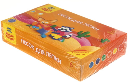 Песок для лепки «Енот в пустыне», 6 цв.*720 г. + 4 формочки Песок для лепки «Енот в пустыне», 6 цв.*720 г. + 4 формочки