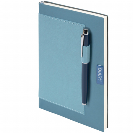 Ежедневник недатированный с ручкой Brauberg Style (в подарочной коробке), 145*210 мм, 160 л., синий