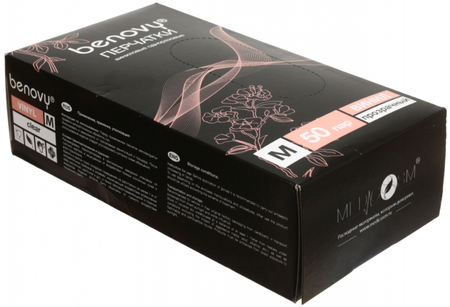 Перчатки виниловые неопудренные одноразовые Benovy, размер M, 50 пар (100 шт.), прозрачные Перчатки виниловые неопудренные одноразовые Benovy, размер M, 50 пар (100 шт.), прозрачные