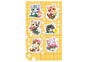 Наклейки детские «Мир открыток», 92×153 мм, «Котята с букетами»