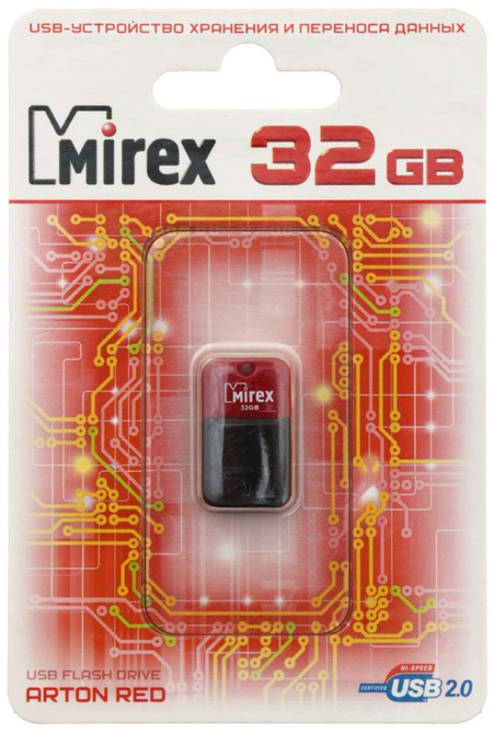 Флэш-накопитель Mirex Arton, 32Gb, корпус черно-красный