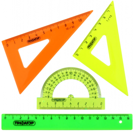 Набор чертежный малый «Пифагор» Geometry, 4 предмета