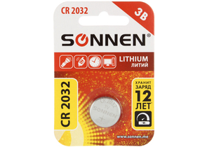 Батарейка литиевая дисковая Sonnen Lithium, CR2032, 3V