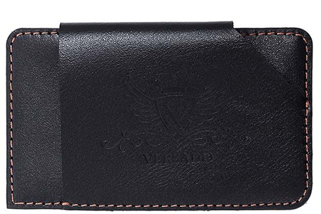 Визитница-футляр из натуральной кожи Versado 043, 105*65 мм, черный