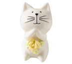 Фигурка керамическая Sima-Land, 5,2×5×7,6 см, «Белый котёнок с желтым цветочком»