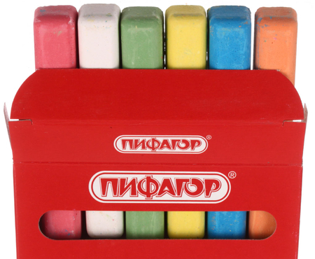 Мелки цветные «Пифагор», 6 шт., 6 цв., квадратные Мелки цветные «Пифагор», 6 шт., 6 цв., квадратные