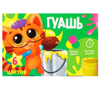 Гуашь Sima-Land, 6 цветов×10 мл, «Котик с кисточкой»