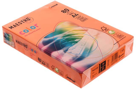 Бумага офисная цветная Maestro, А4 (210*297 мм), 80 г/м2, 500 л., оранжевая