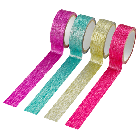 Набор клейких декоративных лент Meshu, 4 шт., 15 мм*3 м, Glitter Lines