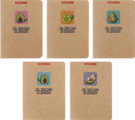 Книжка записная «Авокот», 105*145 мм, 32 л., клетка, ассорти