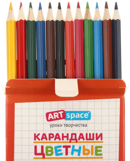 Карандаши цветные ArtSpace «Милые зверушки», 12 цветов, длина 175 мм