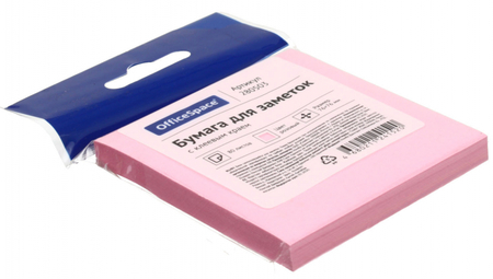 Бумага для заметок с липким краем OfficeSpace, 76*76 мм, 1 блок*80 л., розовая Бумага для заметок с липким краем OfficeSpace, 76*76 мм, 1 блок*80 л., розовая