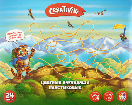 Карандаши цветные Creativiki, 24 цвета, длина 175 мм Карандаши цветные Creativiki, 24 цвета, длина 175 мм