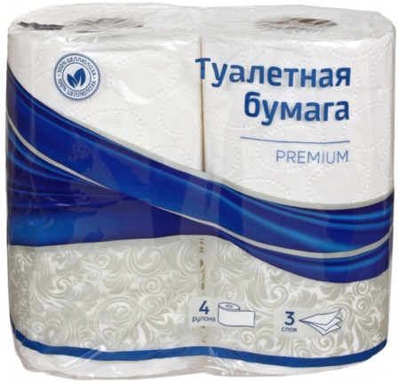 Бумага туалетная OfficeClean Premium, 4 рулона, ширина 85 мм, белая