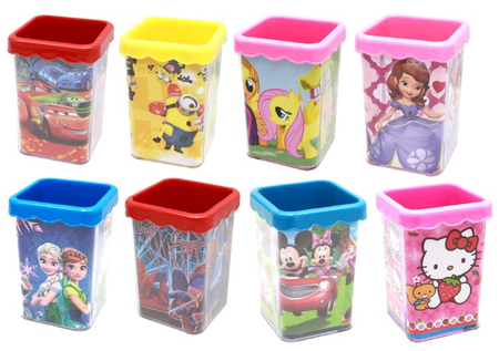 Стакан для канцелярских принадлежностей детский, 80*80*105 мм, ассорти Стакан для канцелярских принадлежностей детский, 80*80*105 мм, ассорти