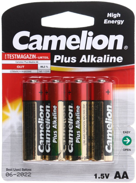 Батарейка щелочная Camelion Alkaline, AA, LR6, 1.5V