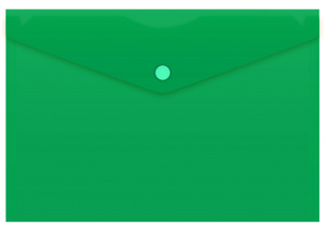 Папка-конверт пластиковая на кнопке «Бюрократ» А5, толщина пластика 0,18 мм, зеленая