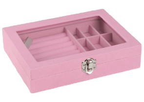 Шкатулка для украшений Sima-Land, 20,5×15×5 см (7 полос, 9 ячеек), розовая