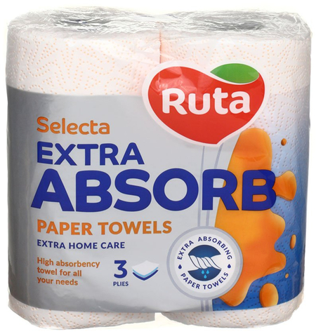 Полотенца бумажные Ruta (в рулоне), 2 рулона, ширина 230 мм, бледно-оранжевые