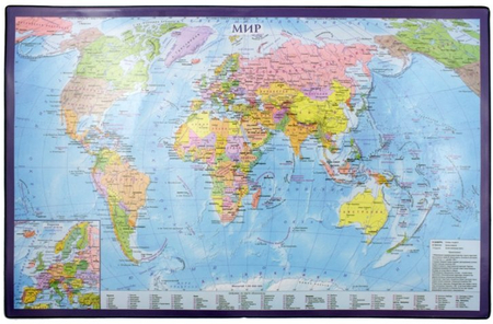 Подложка настольная OfficeSpace, 59*38 см, «Карта мира»