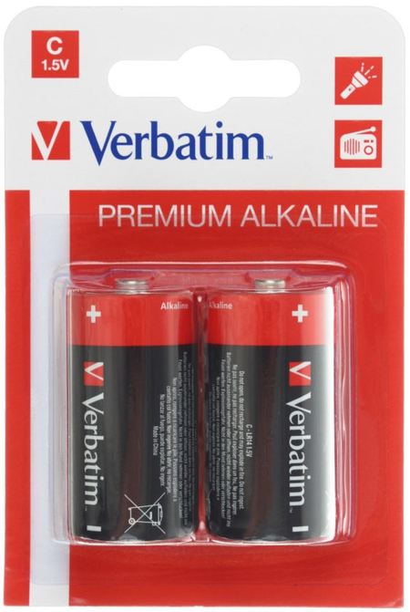 Батарейка щелочная Verbatim Premium Alkaline , C, LR14, 1.5V