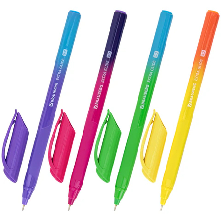 Ручка шариковая одноразовая Brauberg Extra Glide DZ, Gradient Neon, корпус ассорти, стержень синий Ручка шариковая одноразовая Brauberg Extra Glide DZ, Gradient Neon, корпус ассорти, стержень синий