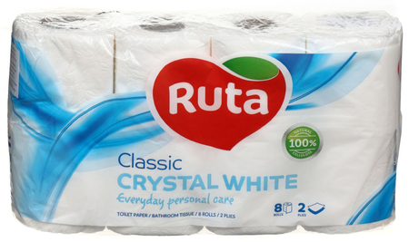 Бумага туалетная Ruta Classic, 8 рулонов, ширина 95 мм, белая с рисунком Бумага туалетная Ruta Classic, 8 рулонов, ширина 95 мм, белая с рисунком
