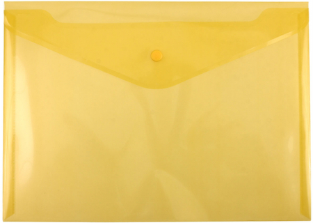 Папка-конверт пластиковая на кнопке Attache, толщина пластика 0,18 мм, прозрачная желтая