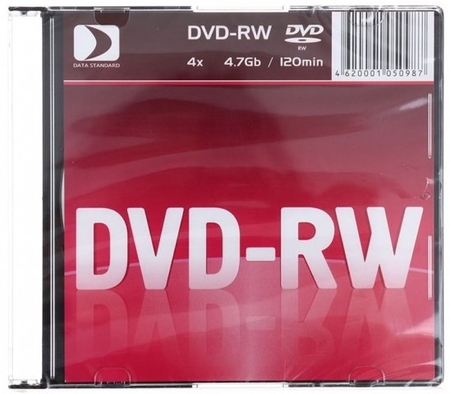 Компакт-диск DVD-RW Data Standard, 4x, в индивидуальной пластиковой упаковке